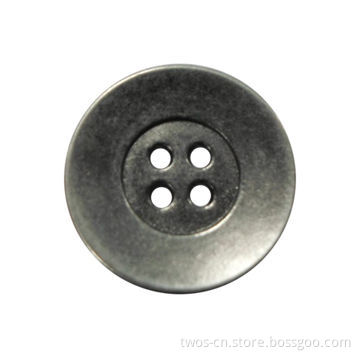 Metal Alloy Button with 4 Holes, Concave Sharp in Midst, Nickel- and Lead-free